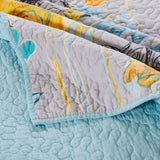Greenland Home Fashion Watercolor Dream 100% Cotton Quilt Set - Gray