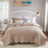 Greenland Home La Jolla Coastal Quilt and Pillow Sham Set - 3-Piece - King/Cal King 105x95", Taupe - King/Cal King