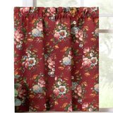 Ellis Bella Rose Elegant Medium Scale Printed Floral Pattern 1.5" Rod Pocket Tier for Windows Red