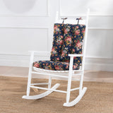 Ellis Bella Rose Stylish Medium Scale Printed Floral Pattern Ties to Secure Rocker Set 18"x24" Navy