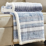 Plazatex Anissa with Sherpa Plush Decorative All Season Plum Throw Blanket 50" x 60" Blue