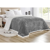 Plazatex Soft Plush Corduroy Sherpa Lined Oversized All Season Comfort for Bedroom or Lounging Blankets - Grey