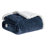 Plazatex Soft Plush Corduroy Sherpa Lined Oversized All Season Comfort for Bedroom or Lounging Blankets - Grey