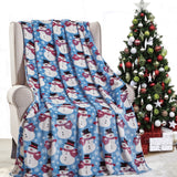Plazatex Blue Snowman Micro plush Decorative All Season Blue Color 50" X 60" Throw Blanket