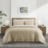 Chic Home Revel 7 Pieces Quilt Set, Diamond Stitched Crinkle Crush, Bedding Quilts Beige