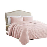 RT Designers Collection Caitlyn 3 Pieces Washed Pinsonic Lightweight Quilts Set For Bedding Blush