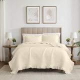 RT Designers Collection Carla 3 Pieces Washed Stitched Lightweight Quilts Set For Bedding Beige