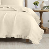 RT Designers Collection Carla 3 Pieces Washed Stitched Lightweight Quilts Set For Bedding Beige