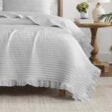 RT Designers Collection Carla 3 Pieces Washed Stitched Lightweight Quilts Set For Bedding Silver