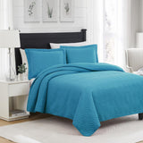 RT Designers Collection Ruby 3 Pieces Pinsonic Lightweight Quilts Set For Bedding Blue