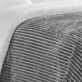 Plazatex Soft Plush Corduroy Sherpa Lined Oversized All Season Comfort for Bedroom or Lounging Blankets - Grey