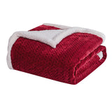 Soft Braided and Comfortable Plush All Season Sherpa 50" X 60" Throw Blanket, Burgundy