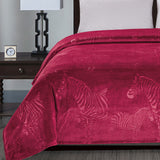 Zebra Print Microplush Best Quality Super Premium Blanket Burgundy by Plazatex