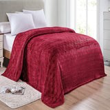 Amrani Bedcover Embossed Blanket, Soft Premium Micro Plush Queen Burgundy by Plazatex
