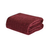 Plazatex Chevron Braided Stylish Soft Comfortable and Lightweight All Seasons Blanket Burgundy