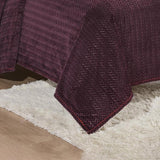 Chevron Reversible and Comfortable Braided Oversized Plush All Season Blanket, Queen, Plum