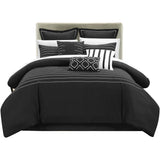 Chic Home Cranston Brenton Microfiber Striped Luxury & Soft 9 Pieces Comforter Sheet Bed In A Bag Black