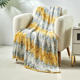 Plazatex Cillia All Season Plush Decorative Throw Blanket 50" x 60" Grey & Yellow