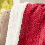 Soft Braided and Comfortable Plush All Season Sherpa 50" X 60" Throw Blanket, Burgundy