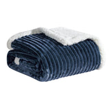 Plazatex Soft Plush Corduroy Sherpa Lined Oversized All Season Comfort for Bedroom or Lounging Blankets - Grey
