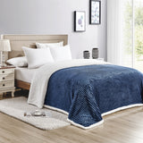 Plazatex Soft Plush Corduroy Sherpa Lined Oversized All Season Comfort for Bedroom or Lounging Blankets - Grey