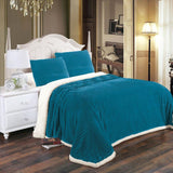 Plazatex Soft Plush Corduroy Sherpa Lined Oversized All Season Comfort for Bedroom or Lounging Blankets - Queen 90x90", Teal
