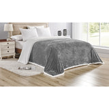 Plazatex Soft Plush Corduroy Sherpa Lined Oversized All Season Comfort for Bedroom or Lounging Blankets - Grey