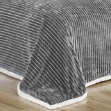 Plazatex Soft Plush Corduroy Sherpa Lined Oversized All Season Comfort for Bedroom or Lounging Blankets - Grey