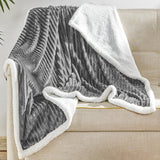 Plazatex Corduroy Faux Sherpa Reverse Throw Blanket - 50x60", Grey