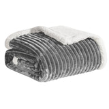 Plazatex Soft Plush Corduroy Sherpa Lined Oversized All Season Comfort for Bedroom or Lounging Blankets - Grey