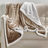 Plazatex Corduroy Faux Sherpa Reverse Throw Blanket - 50x60", Mocha