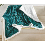 Plazatex Corduroy Faux Sherpa Reverse Throw Blanket - 50x60", Teal