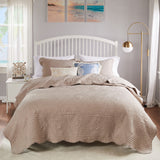 Greenland Home La Jolla Coastal Quilt and Pillow Sham Set - 3-Piece - Full/Queen 90x90", Taupe - Full/Queen