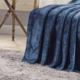 Plazatex Dama Embossed Scroll Pattern Soft & Cozy Throw Blanket - 50x60" Oxford Blue
