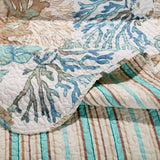 Barefoot Bungalow Atlantis Seashells Quilt And Pillow Sham Set - Twin 68x88", Jade - Twin