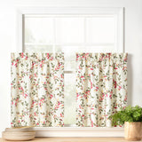Ellis Vintage Stylish Medium Scale Printed Vine Pattern 1.5" Rod Pocket Tier for Windows Pecan