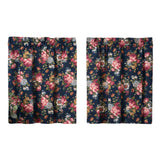 Ellis Bella Rose Gorgeous Medium Scale Printed Floral Pattern 1.5" Rod Pocket Tier for Windows Navy