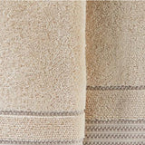Saturday Knight Ltd Jude Fringe Jacquard Stripes Bath Hand Towel Set - 2 Piece - 16x26", Taupe