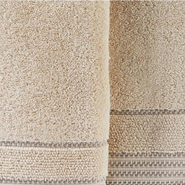 Saturday Knight Ltd Jude Jacquard Stripes With Fringed Trim Comfort Bath Towel -