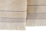 Saturday Knight Ltd Jude Fringe Jacquard Stripes Bath Hand Towel Set - 2 Piece - 16x26", Taupe