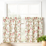 Ellis Vintage Stylish Medium Scale Printed Vine Pattern 1.5" Rod Pocket Tier for Windows Pecan