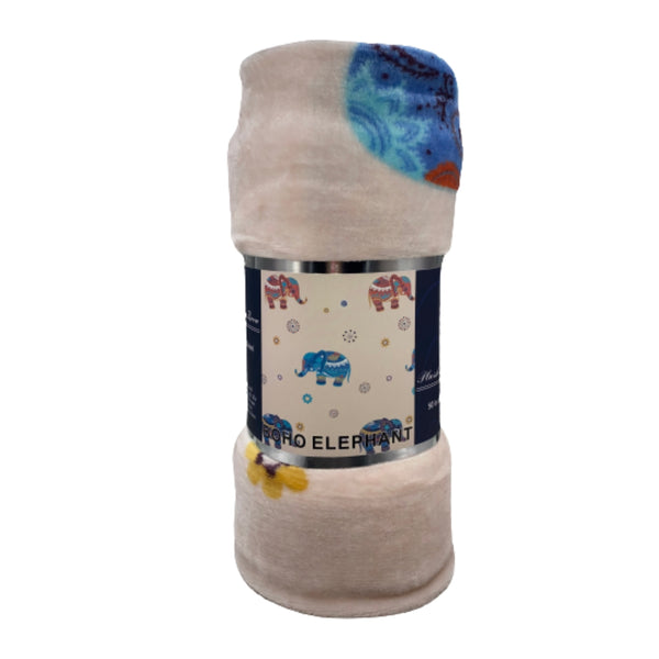 Plazatex Holiday Boho Elephant Design Micro Plush Throw Blanket - 50x60" Multico