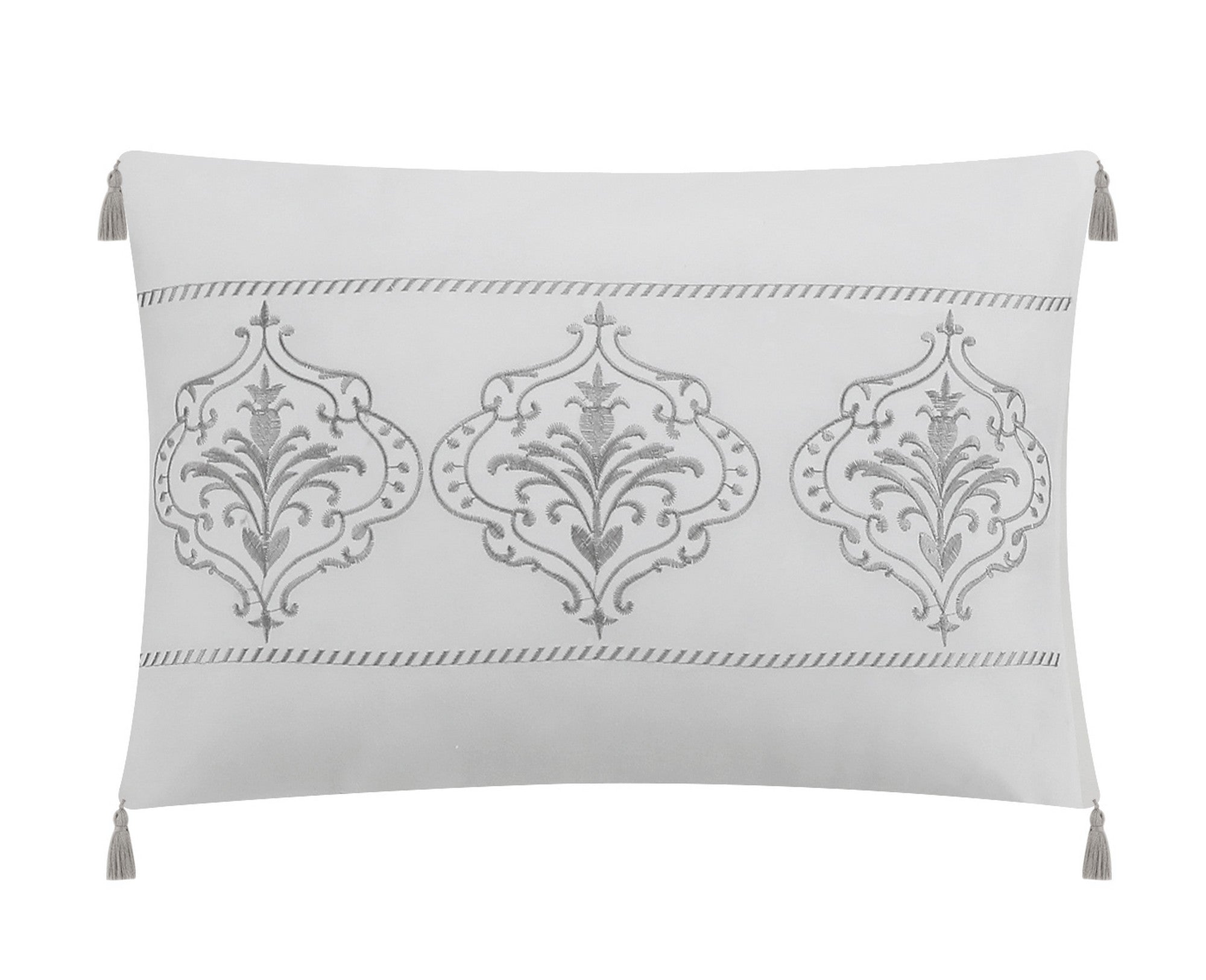 NY&C Home Artista 5 Piece Cotton Blend Comforter Set Jacquard Geometric Pattern Design Bedding - Decorative Pillows Shams Included, King, Grey - King