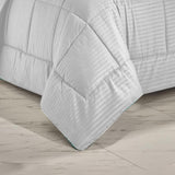 Plazatex Embossed 8-Pieces Stripe All Season Ultra Soft High Quality Microplush Comforter Set White