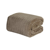 Plazatex Chevron Braided Stylish Soft Comfortable and Lightweight All Seasons Blanket Twin Taupe