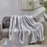 Star Moon Micro Plush All Season Throw Blanket 50" X 60" Gray by Plazatex