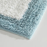 Chic Home Laudine 100% Cotton Plush Luxurious Tufted Two-Tone Border Non-Slip Bath Rug 24" x 40" Blue