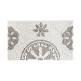 Chic Home Sarabi Luxury 100% Cotton Plush Tufted Medallion Non-Slip Bathroom Rug Grey