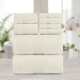 Chic Home Premium 8-Piece Pure Turkish Cotton 2 Bath Towels, 2 Hand Towels, 4 Washcloths Towel Set Beige