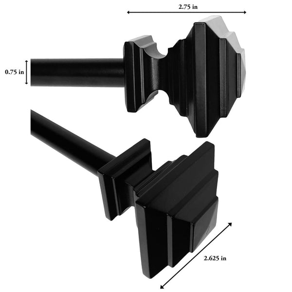 Versailles Industria Stacked Steel Heavy Duty Curtain Rods for Windows Set Brush